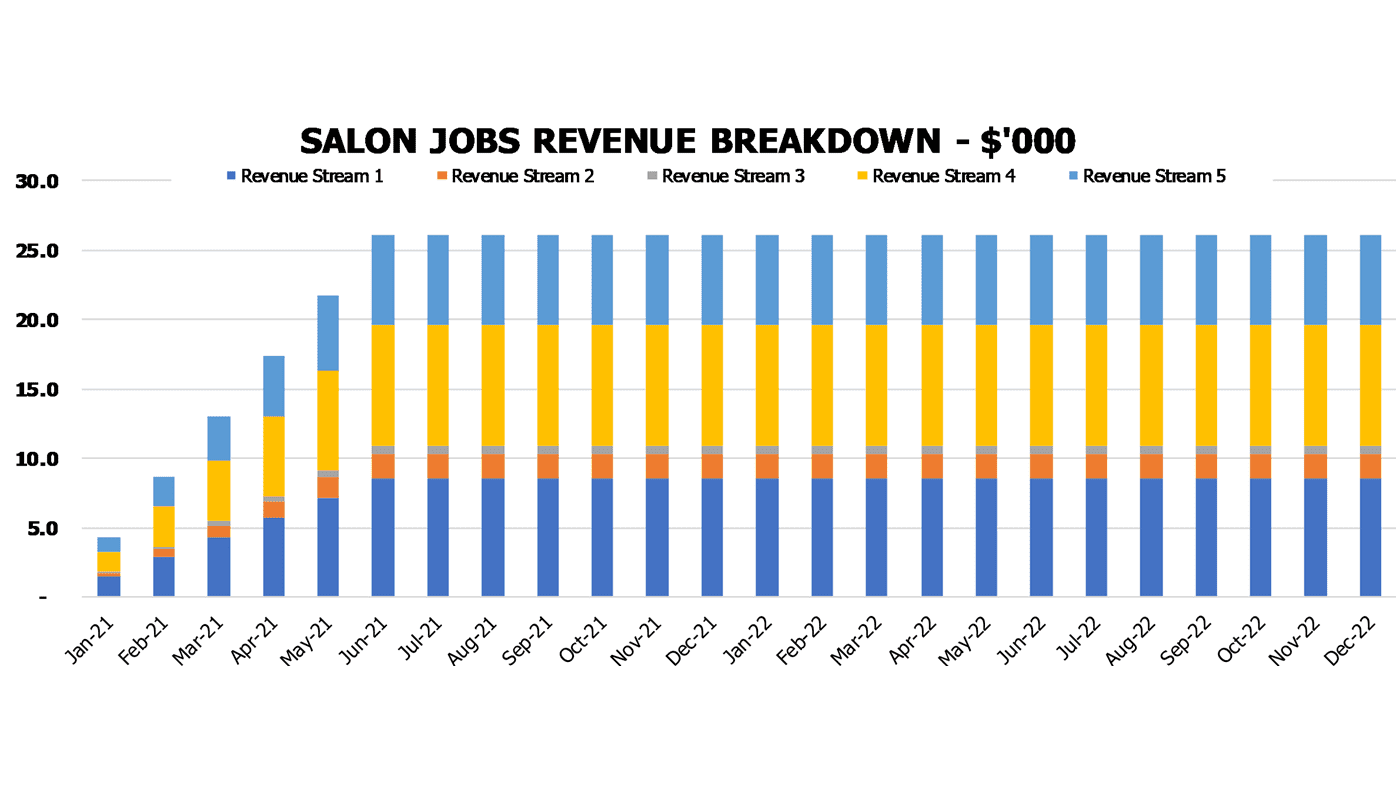 Cosmetology Center Financial Projection Excel Template Financial Charts Salon Jobs Revenue Breakdown