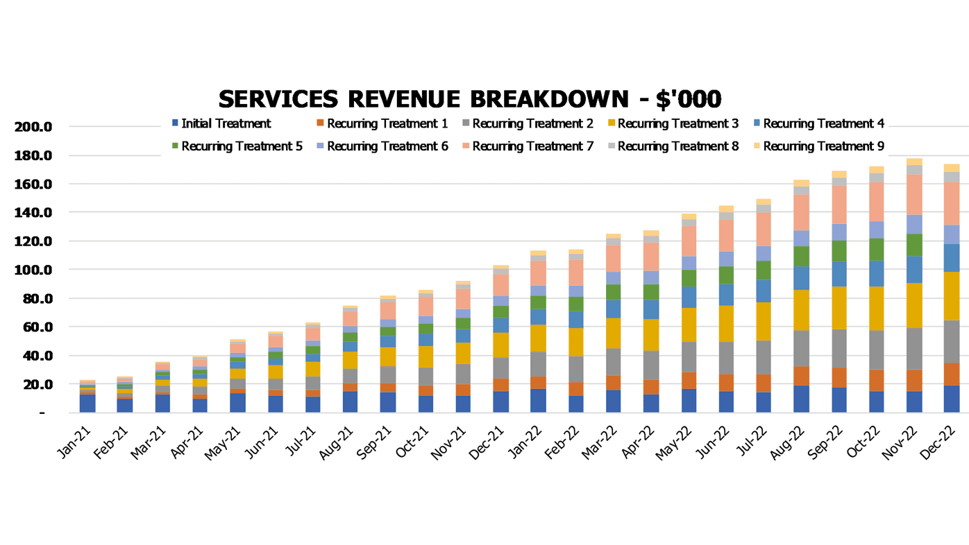 Chinese Medicine Center Cash Flow Projection Excel Template Financial Charts Core Services Revenue Breakdown